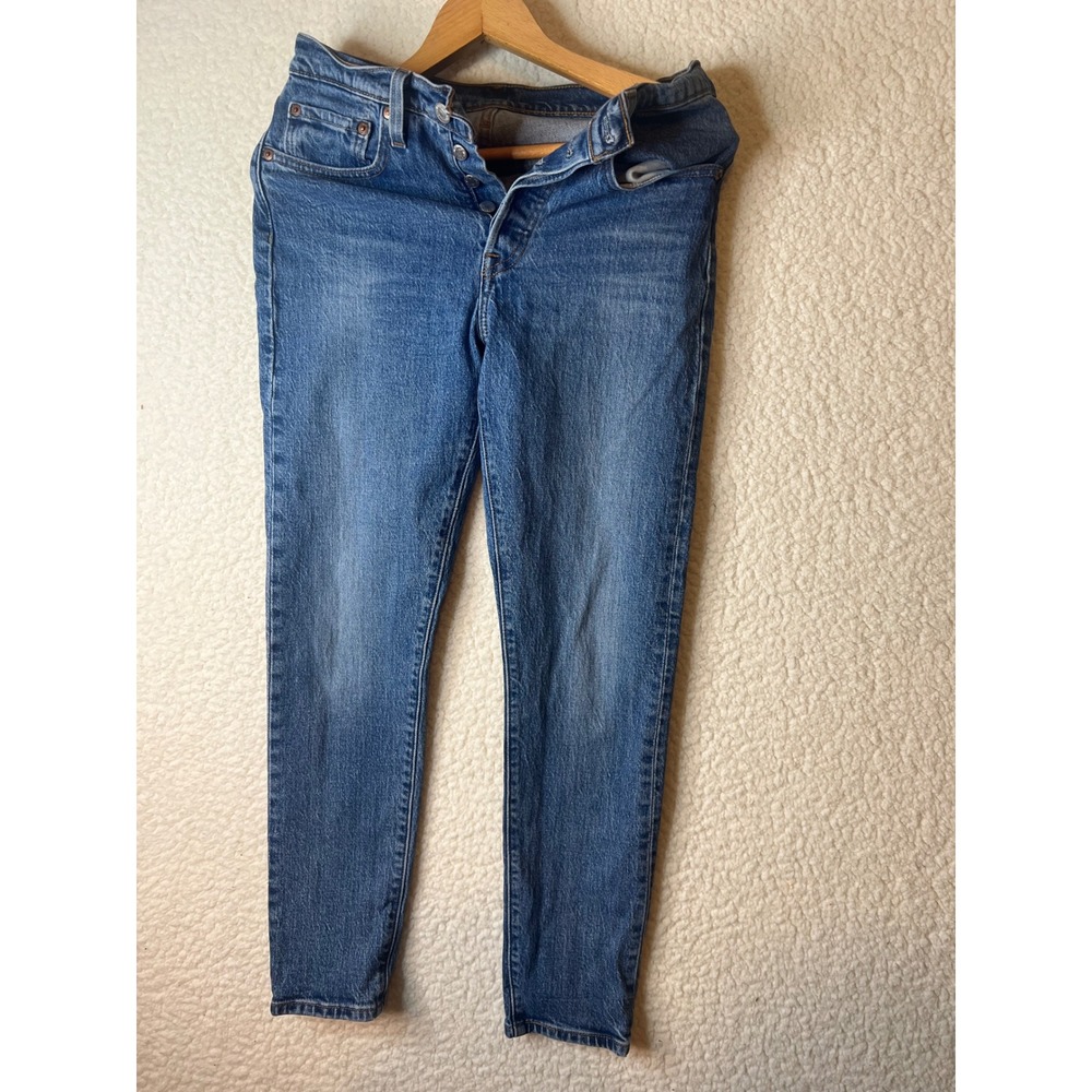 Levis Premium 501 Skinny Jeans Womens 26x28 Blue Denim Button Fly High Rise 501